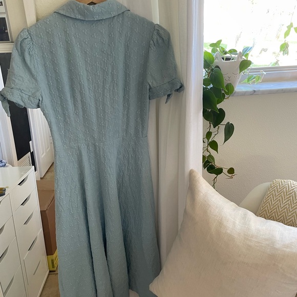 Gal meets glam for Anthropologie | Judith eyelet tie sleeves blue midi dress 🌸 - Picture 8 of 11